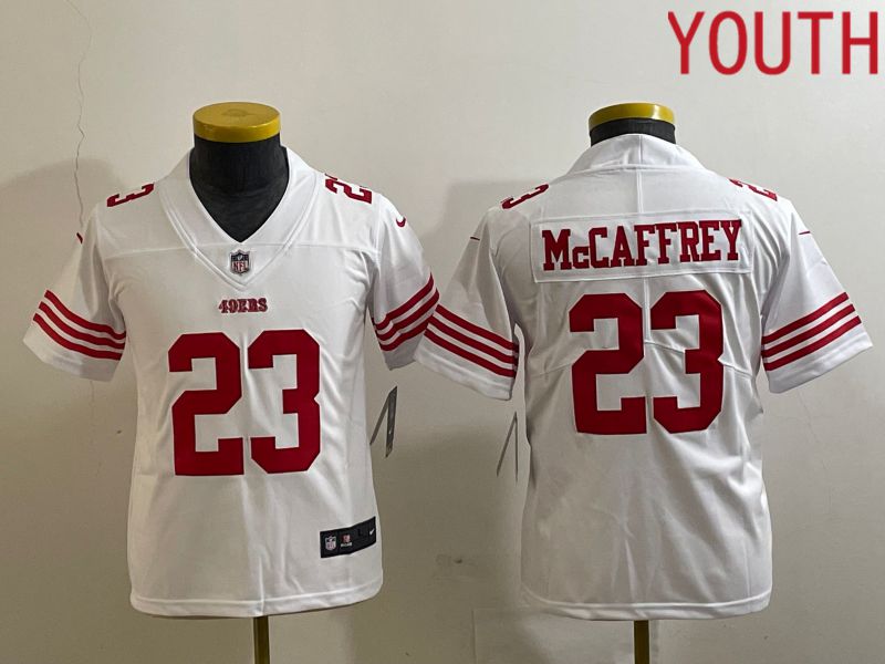 Youth San Francisco 49ers #23 Mccaffrey White 2023 Nike Vapor Limited NFL Jersey